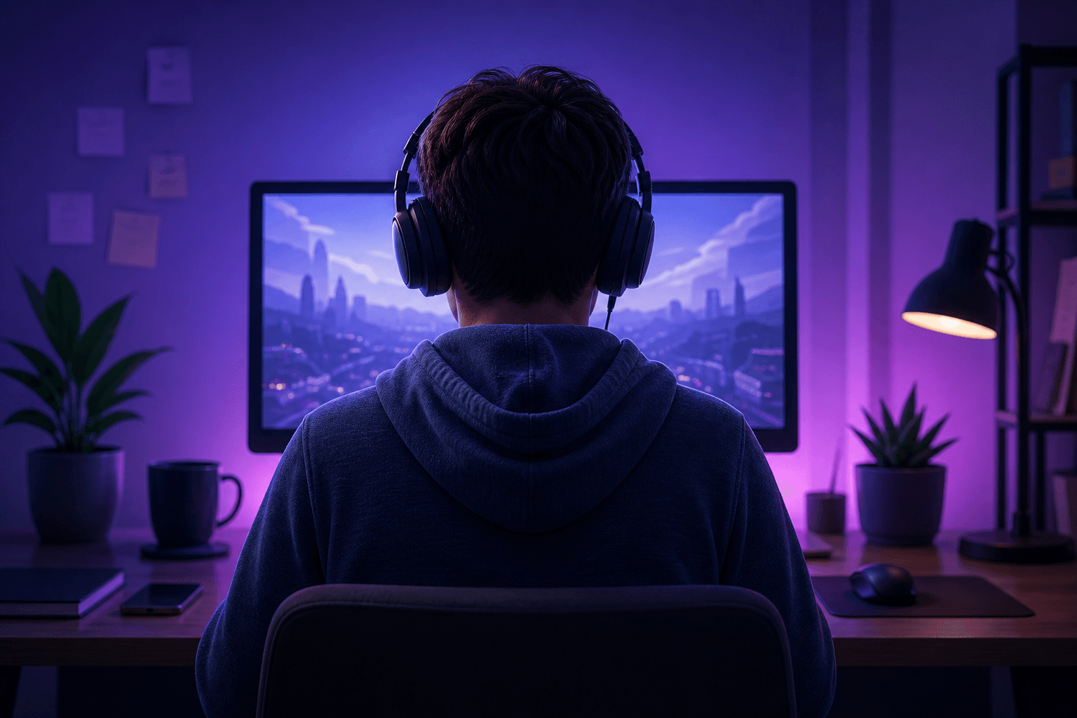 Pessoa jovem em frente ao computador